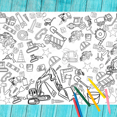 Construction Birthday Coloring Tablecloth