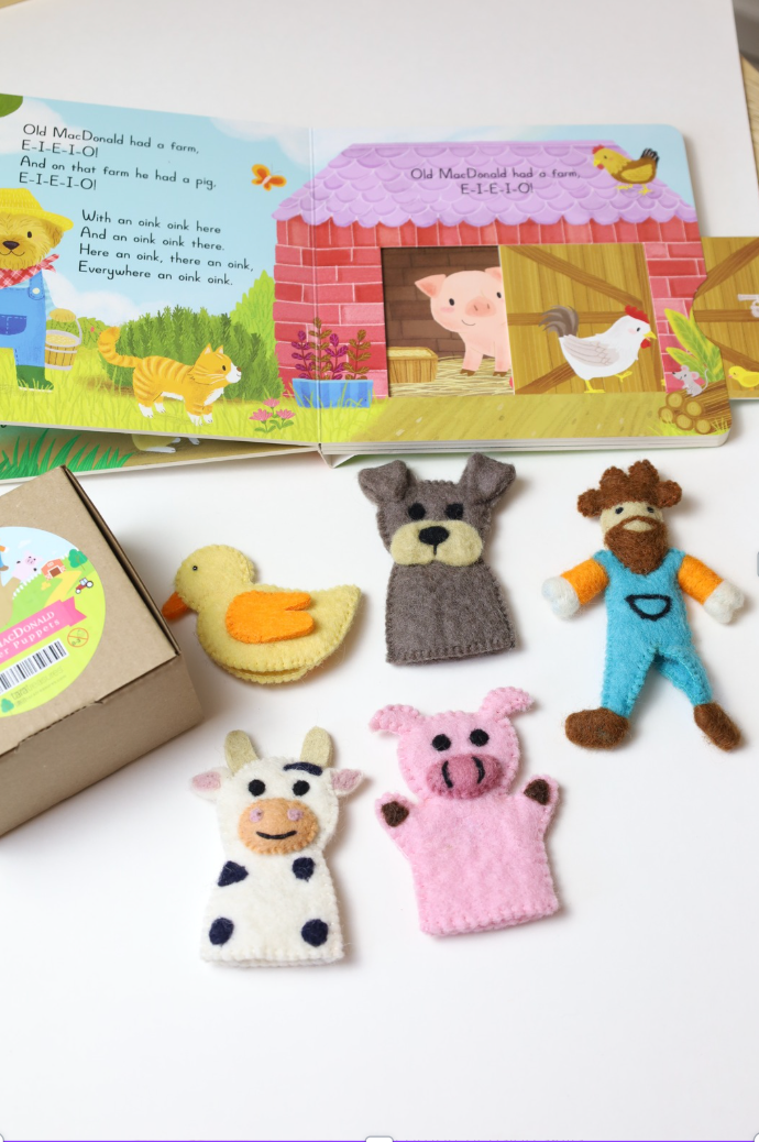 Old MacDonald Farm Animals Finger Puppet Set