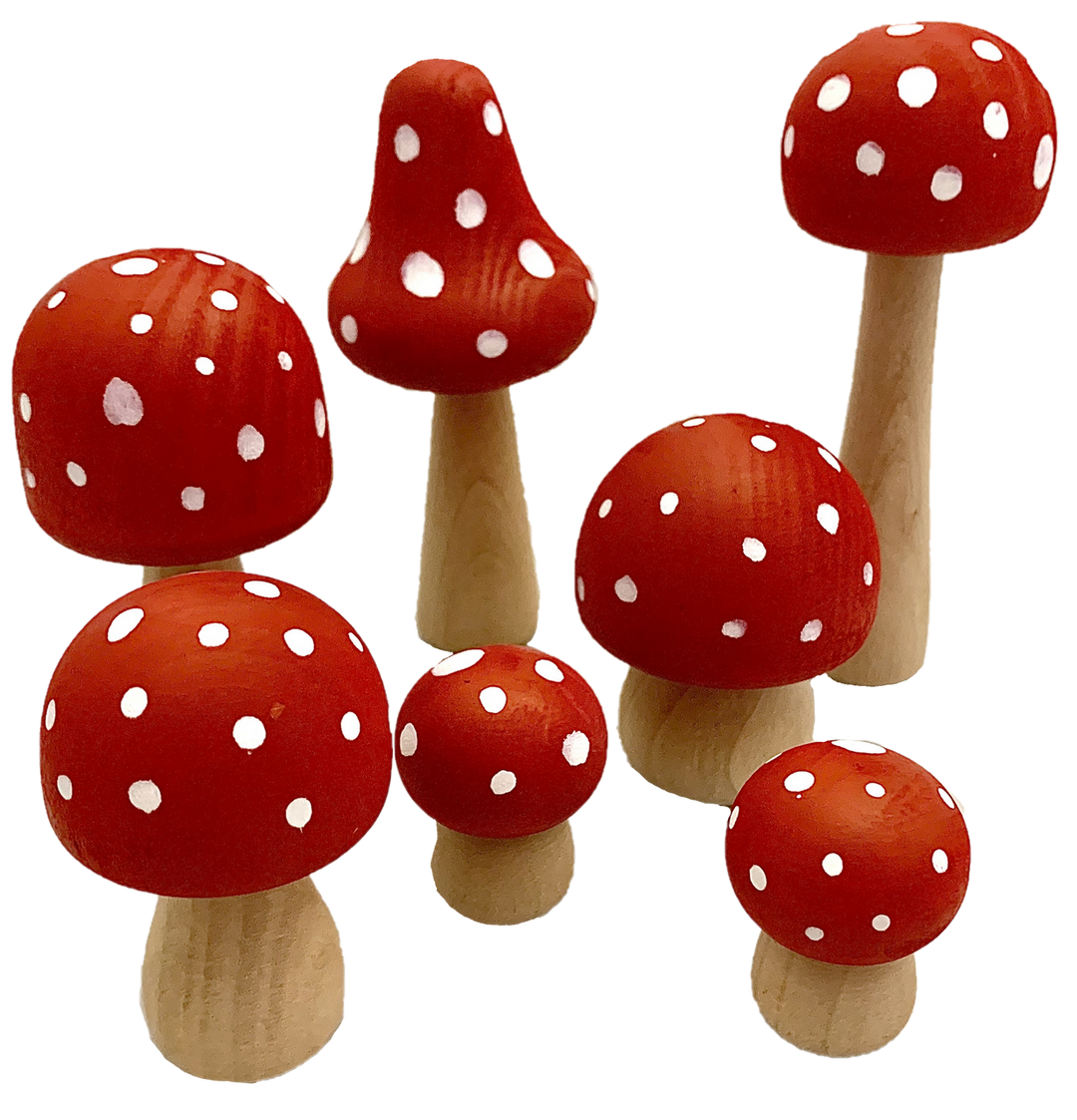 Sale Papoose Wooden Mushrooms, Red