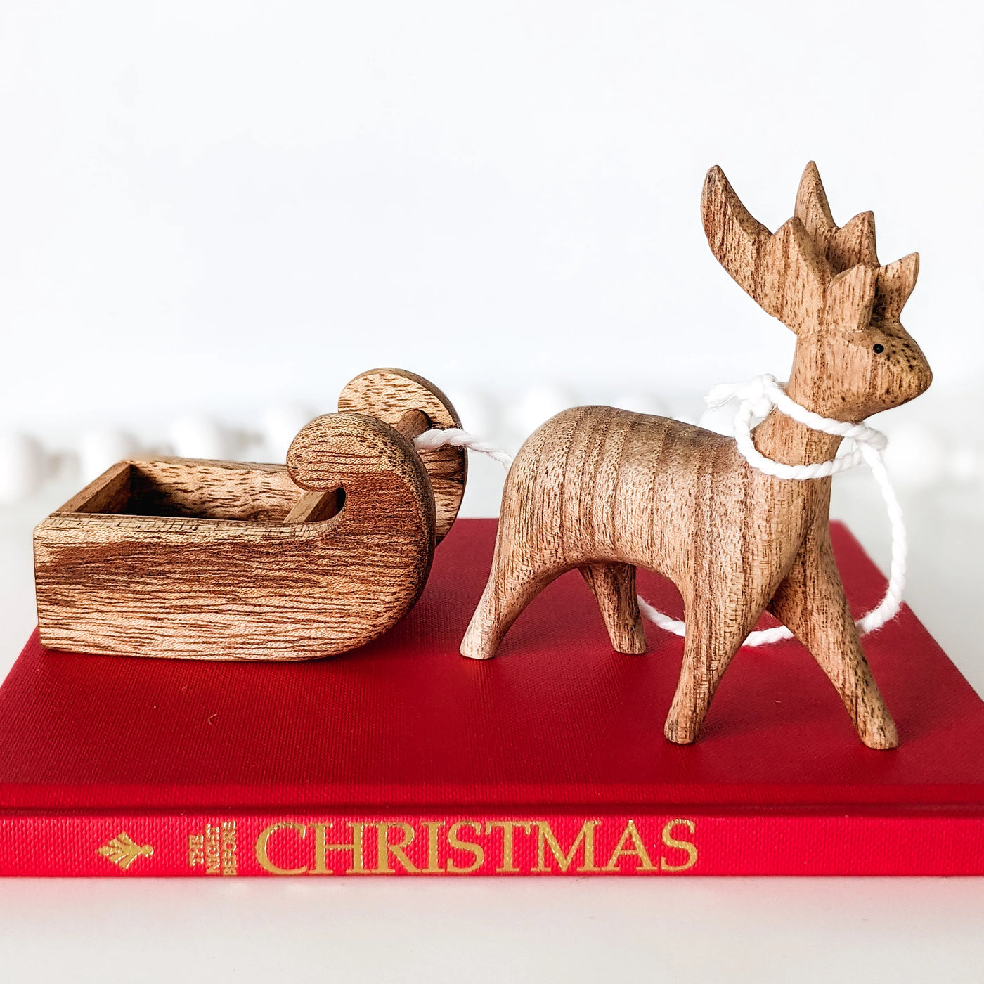 Papoose Wooden Reindeer and Sleigh