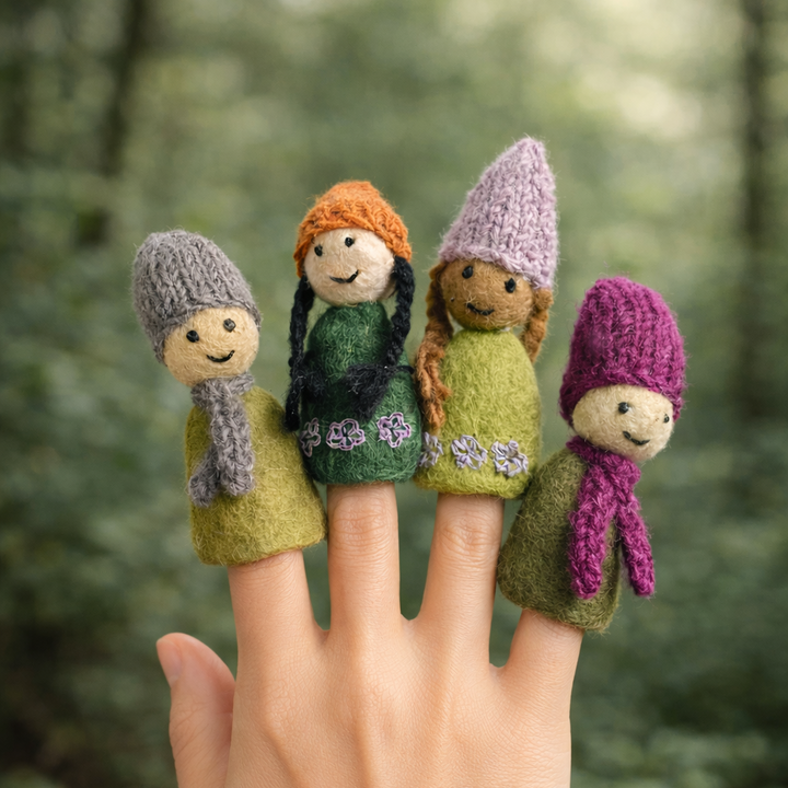 Papoose Felt Forest Friends Finger Puppets, Set of 4
