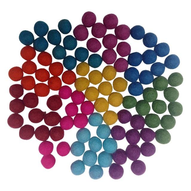 Papoose Summer Pom-poms, Set of 100, 1.5 cm