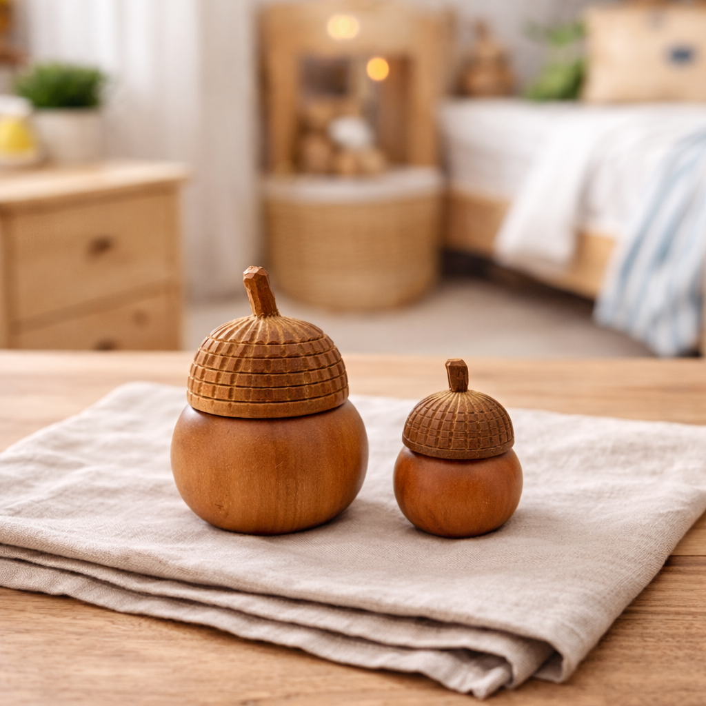 Papoose Wooden Acorn Tooth Fairy Box