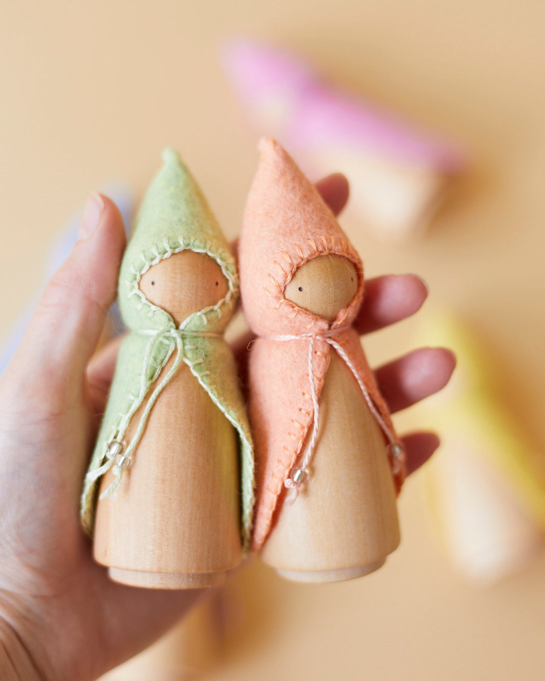 Pastel Green Wooden Gnome