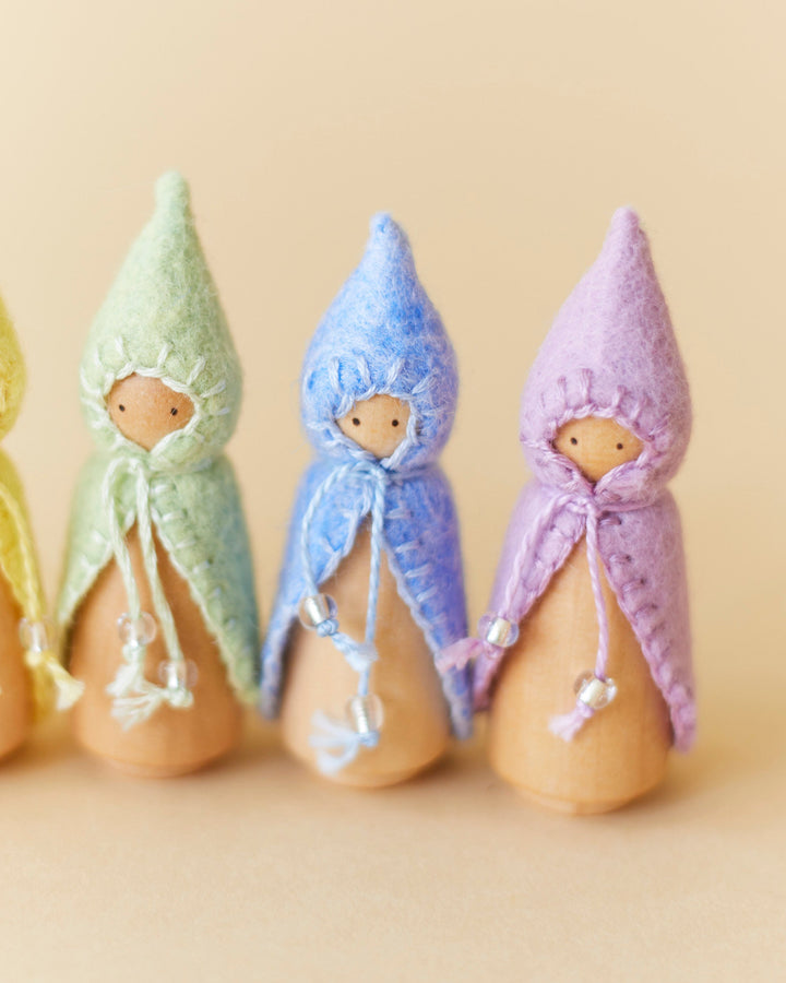 Mini Pastel Rainbow Wooden Gnome Set