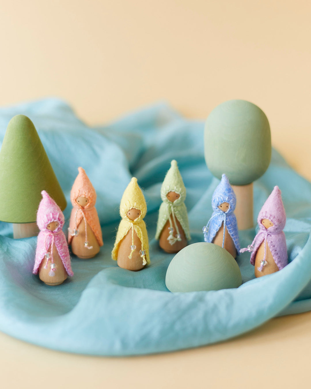 Mini Pastel Orange Wooden Gnome