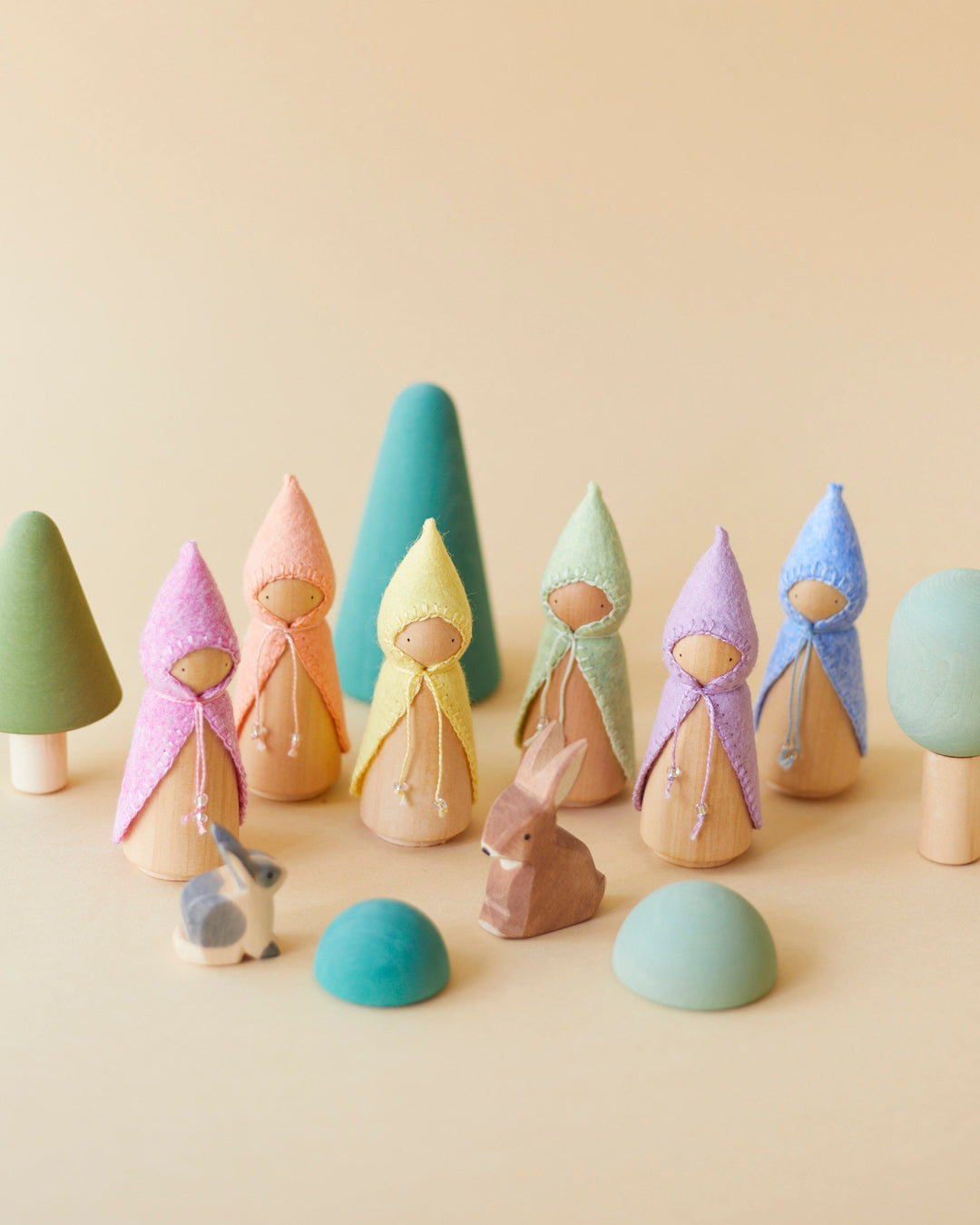 Pastel Blue Wooden Gnome