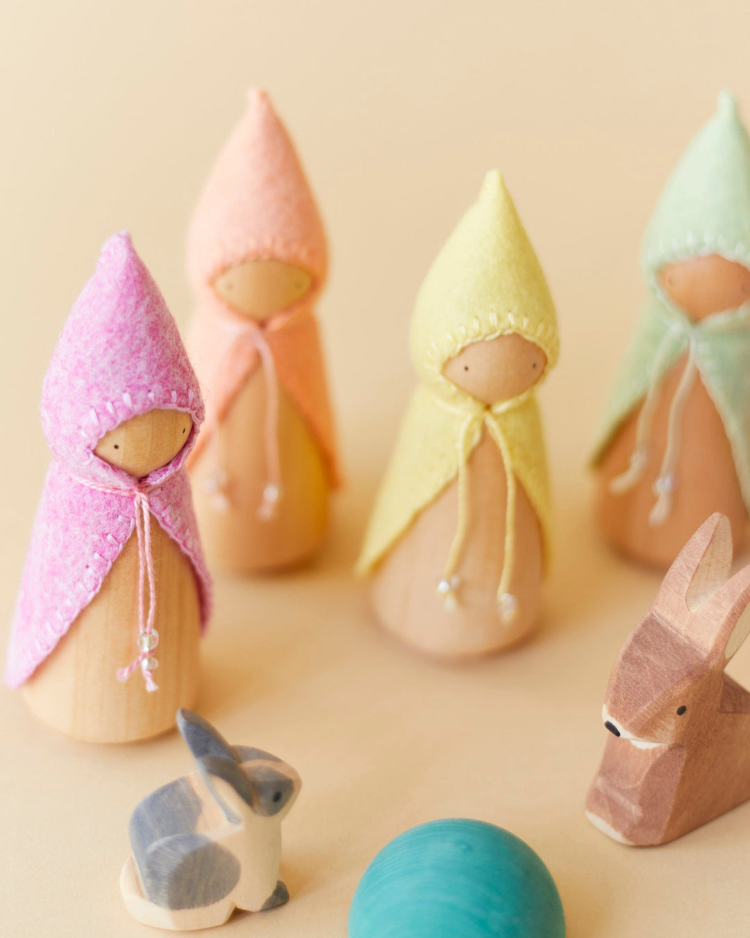 Pastel Orange Wooden Gnome