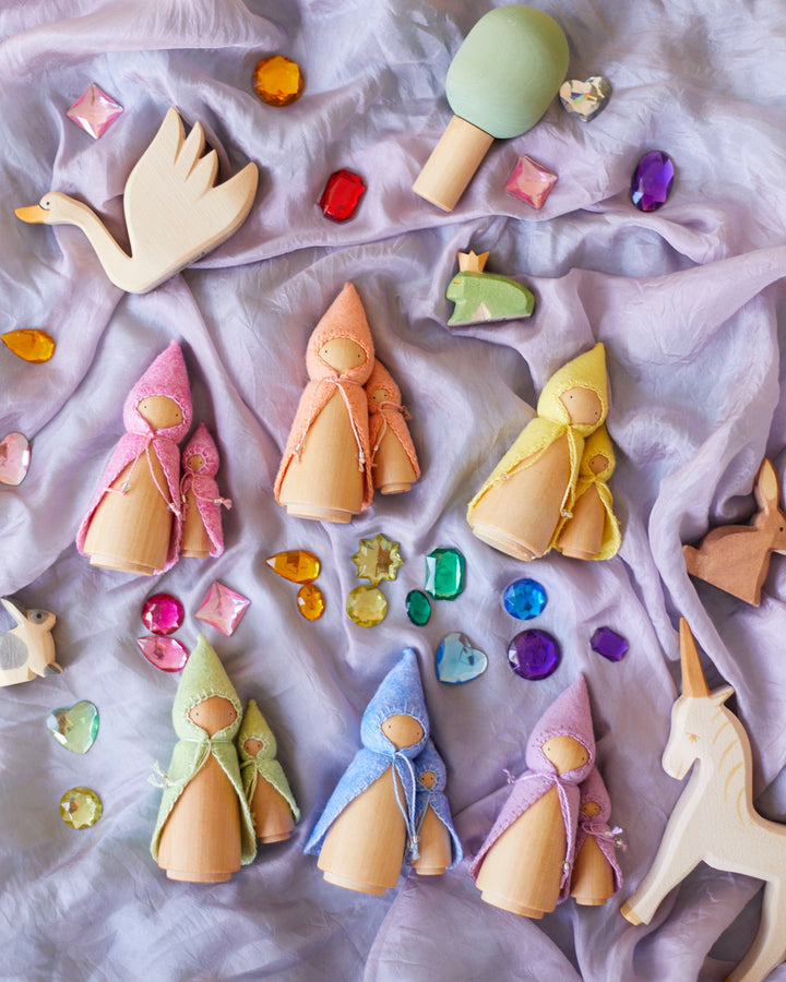 Mini Pastel Yellow Wooden Gnome