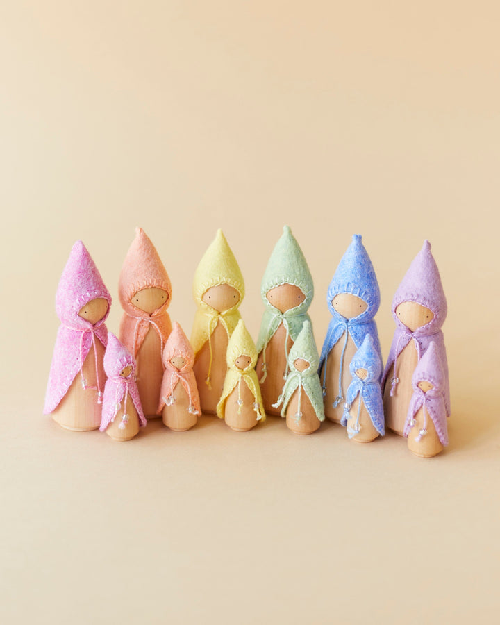 Mini Pastel Orange Wooden Gnome