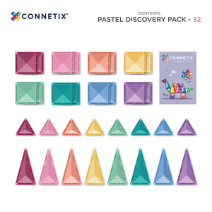 A pastel magnetic tile castle with triangle turrets
