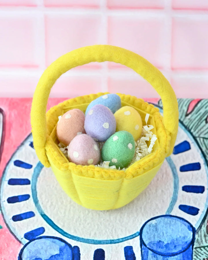 Sale Petite Yellow Felt Easter Basket