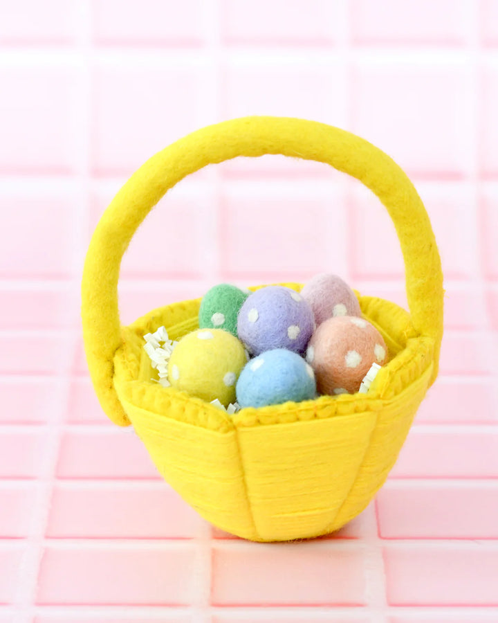 Sale Petite Yellow Felt Easter Basket
