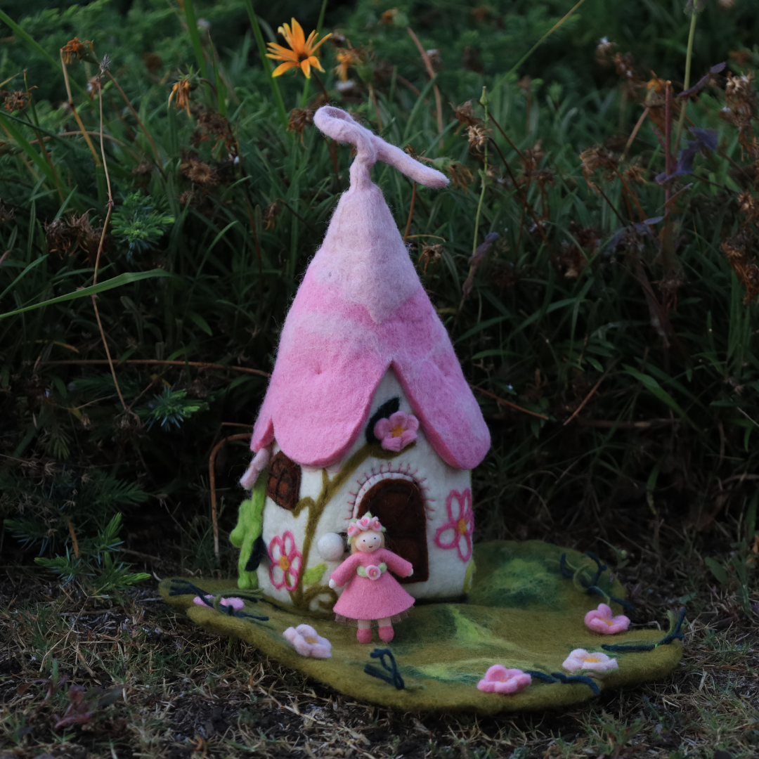 Waldorf Felt Playmat Fairy House Felted Playscape Plant Harvest Pick Play Mat Birthday Kids Eco Toy selling Preschool Nursery Pond Flowers Gnome