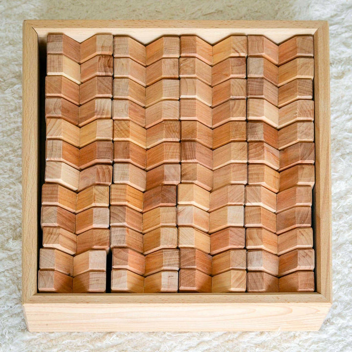 Bauspiel X-Blocks, 48-Piece Set in Wooden Tray