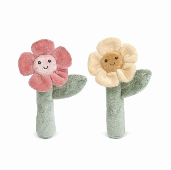 Mon Ami two-piece plush flower baby rattle set