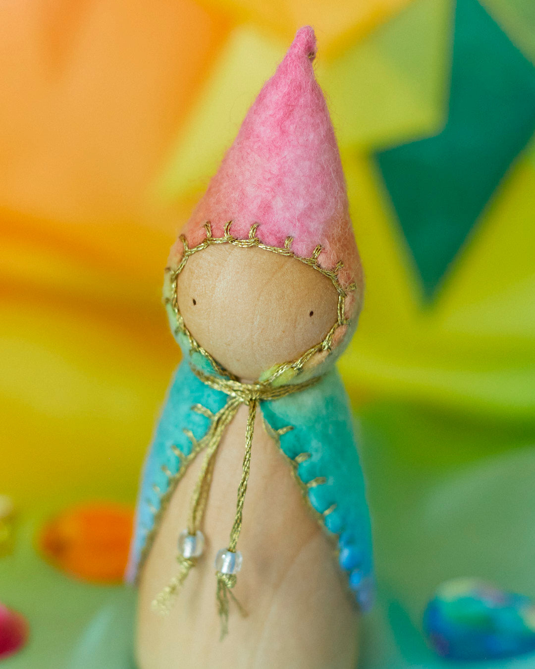 Rainbow Wooden Gnome