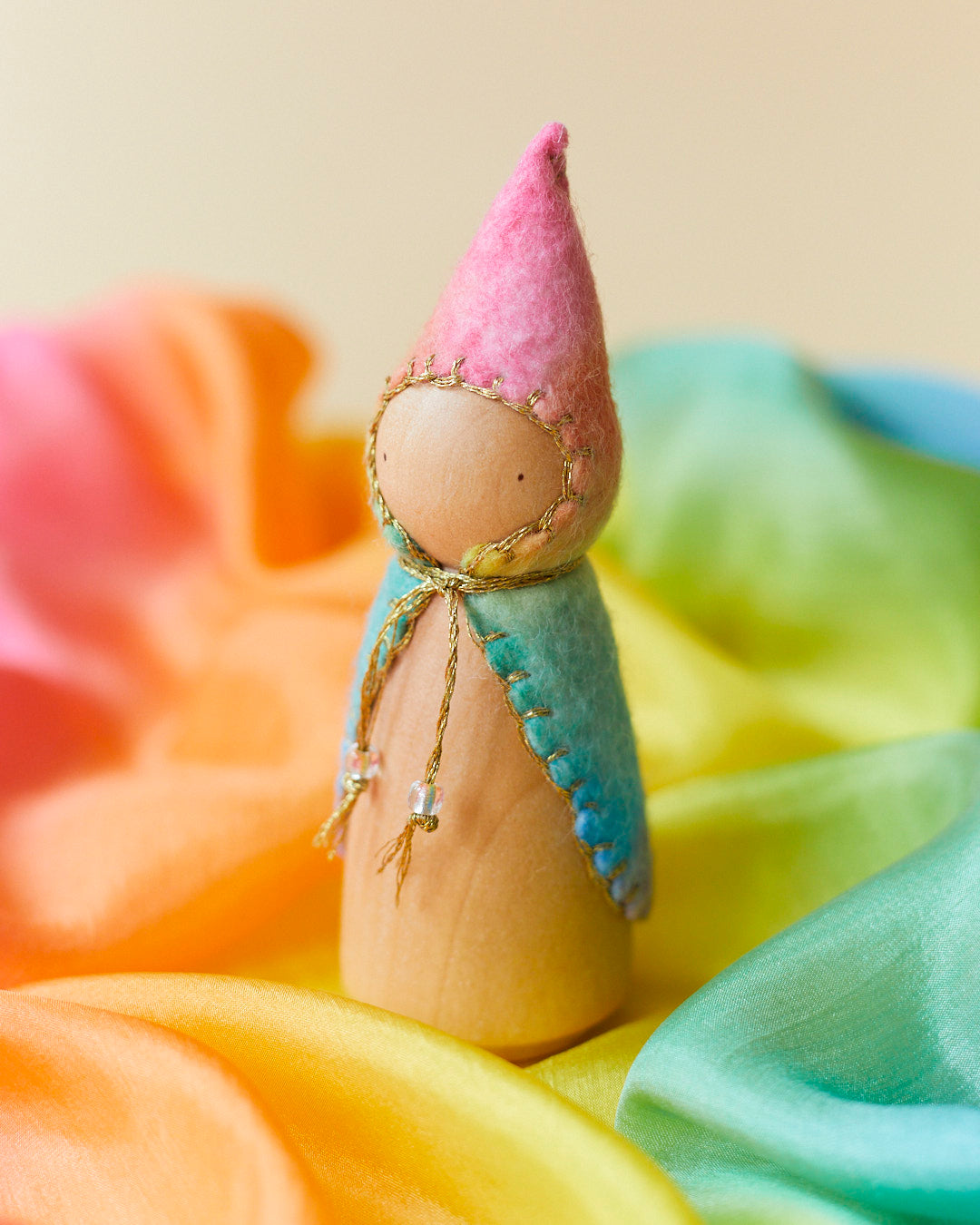 Rainbow Wooden Gnome