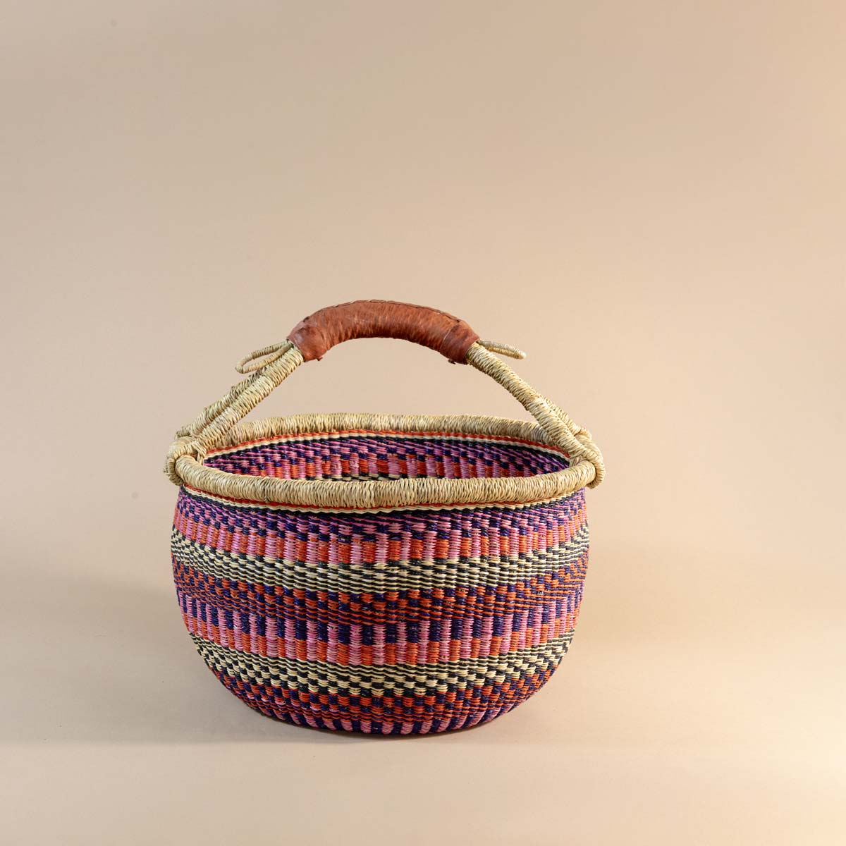 Raspberry Bolga Basket, Large