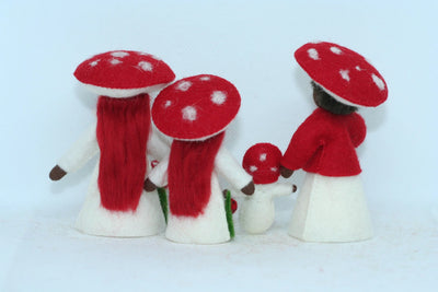 Red Mushroom Family | Dark Skin Tone | Set of 4 Dolls
