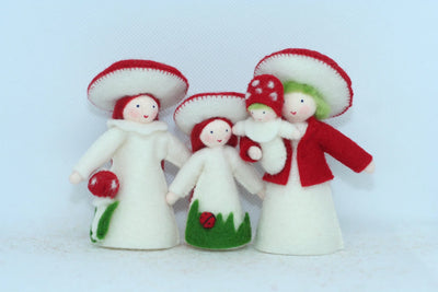 Sale Red Mushroom Family | Fair Skin Tone | Set of 4 Dolls