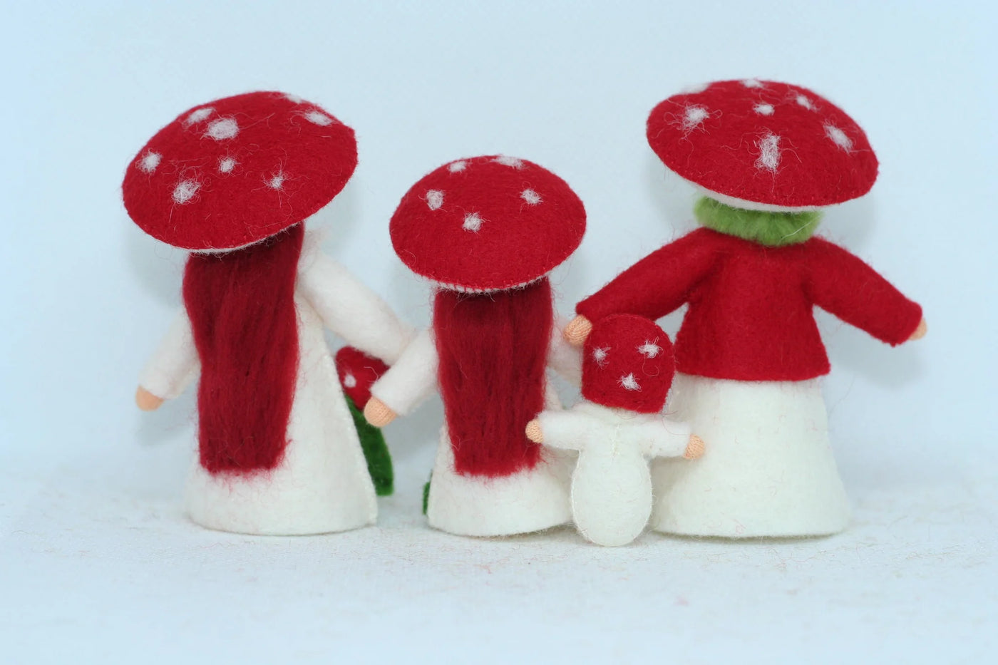 Red Mushroom Family | Light Skin Tone | Set of 4 Dolls