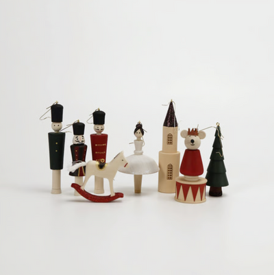 Pre-Order Sabo Concept Wooden Christmas Ornaments – Nutcracker, Ballerina, Mouse King & Soldiers (9-Piece Set)