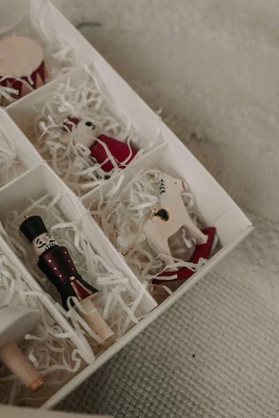 Pre-Order Sabo Concept Wooden Christmas Ornaments – Nutcracker, Ballerina, Mouse King & Soldiers (9-Piece Set)