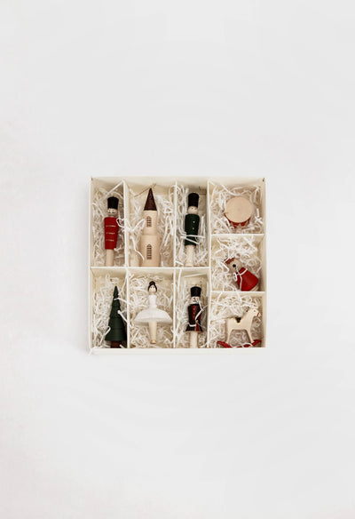 Pre-Order Sabo Concept Wooden Christmas Ornaments – Nutcracker, Ballerina, Mouse King & Soldiers (9-Piece Set)