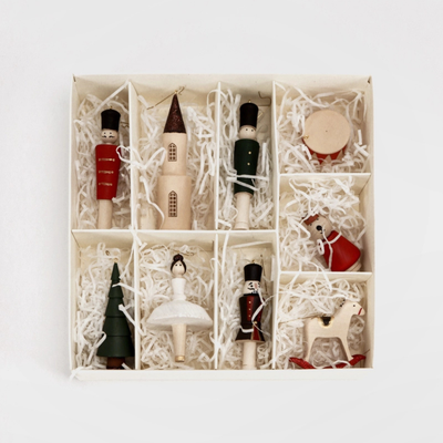 Pre-Order Sabo Concept Wooden Christmas Ornaments – Nutcracker, Ballerina, Mouse King & Soldiers (9-Piece Set)