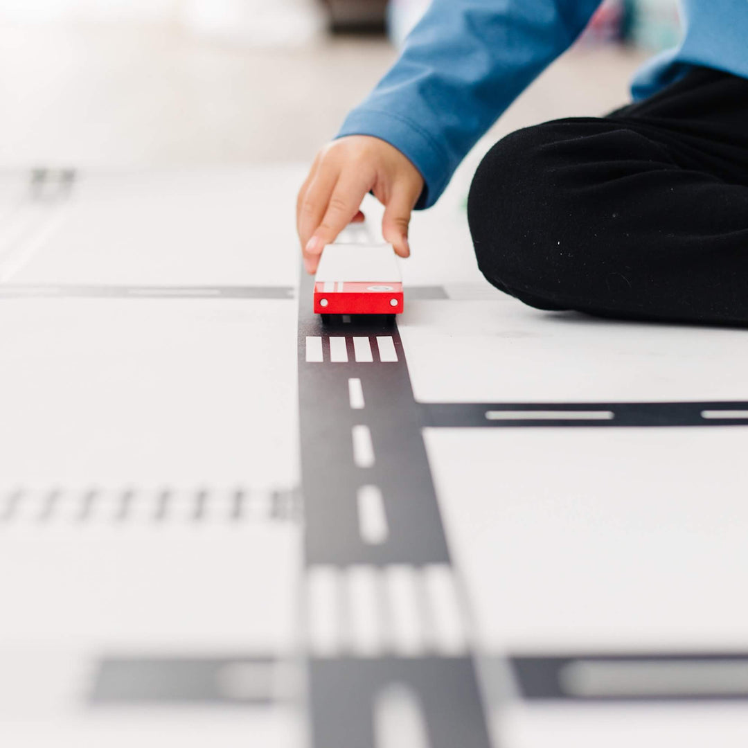 Roadway tape 4-rolls: "He can play with his cars anywhere!"