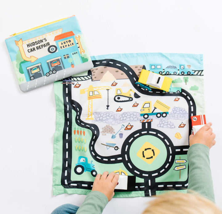 Toy Car Mat &amp; Pouch: All-in-one Travel Entertainment!