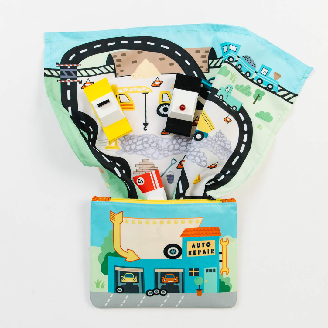 Toy Car Mat &amp; Pouch: All-in-one Travel Entertainment!