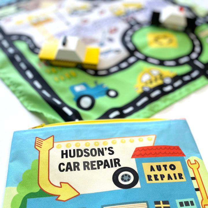 Toy Car Mat &amp; Pouch: All-in-one Travel Entertainment!