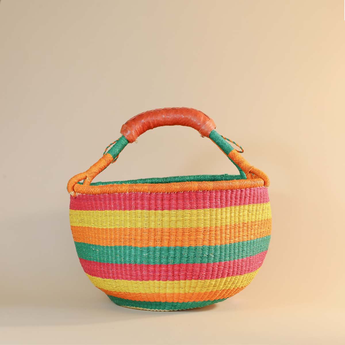 Rainbow Bolga Basket, Large