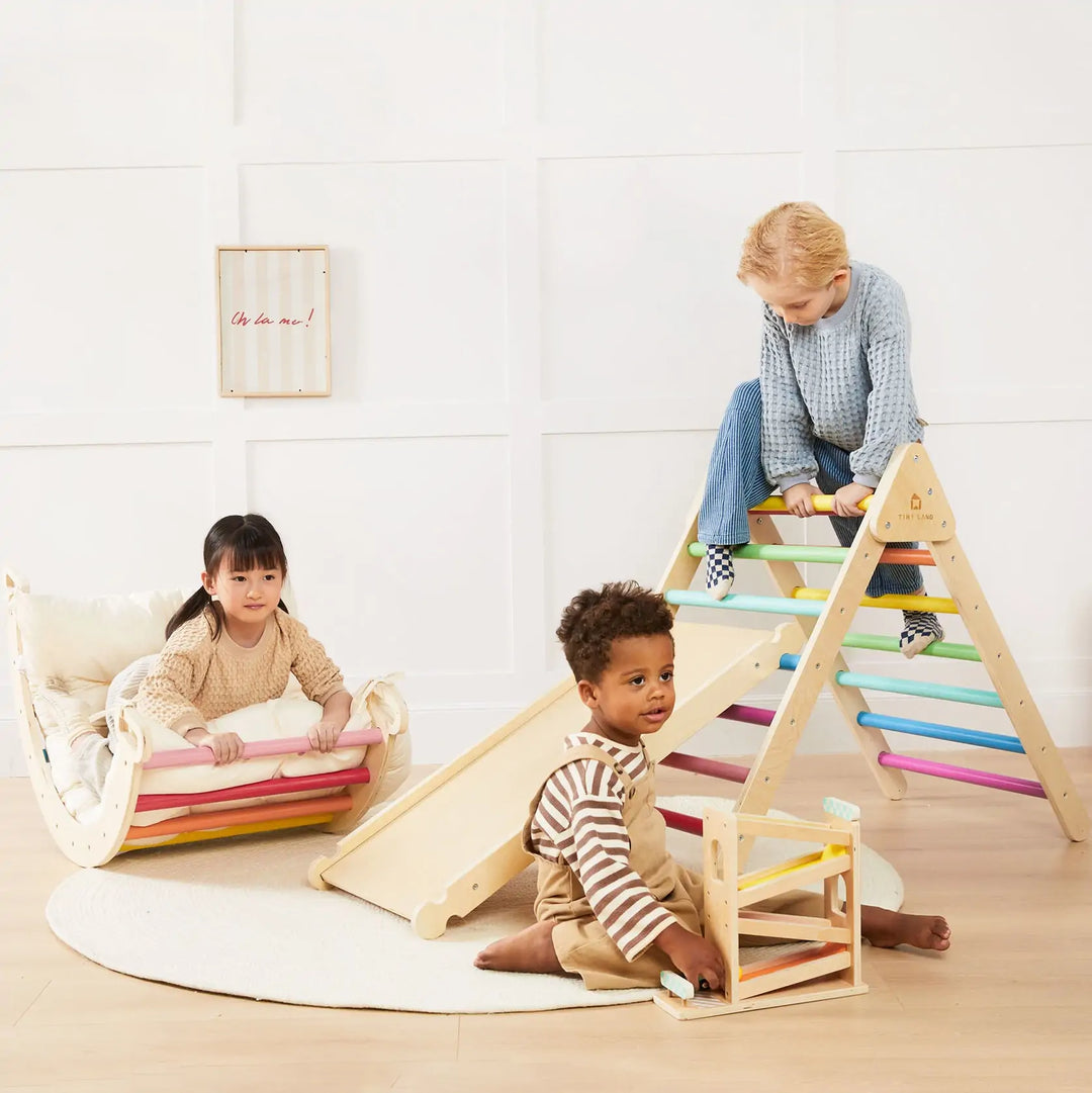 Tiny Land® 7-in-1 Rainbow Climbing Set with Play Pad