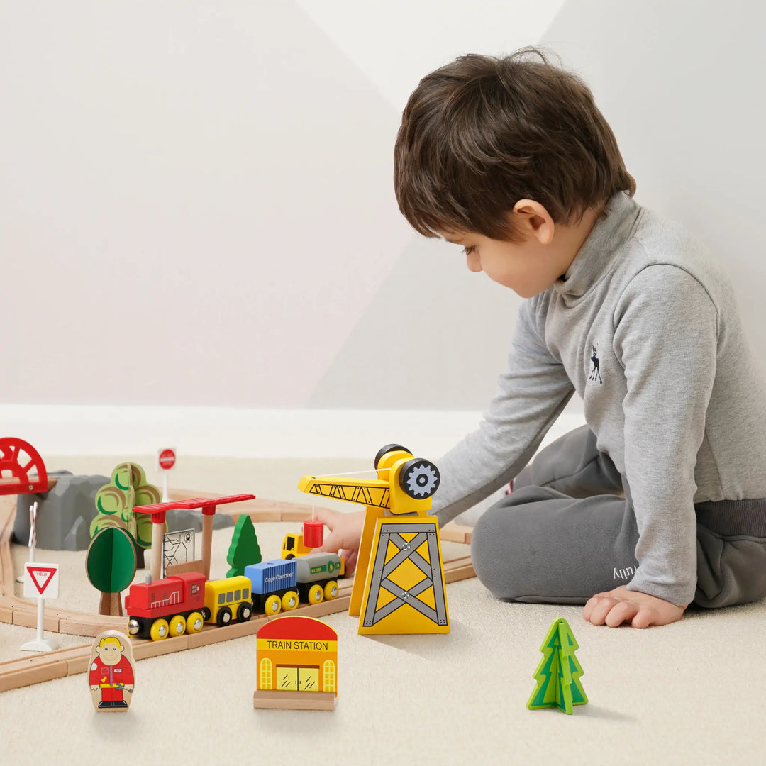 Tiny Land® Wooden Train Set for Children