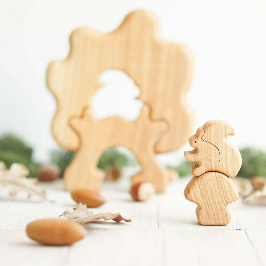 Wooden Tree Puzzle with Squirrel