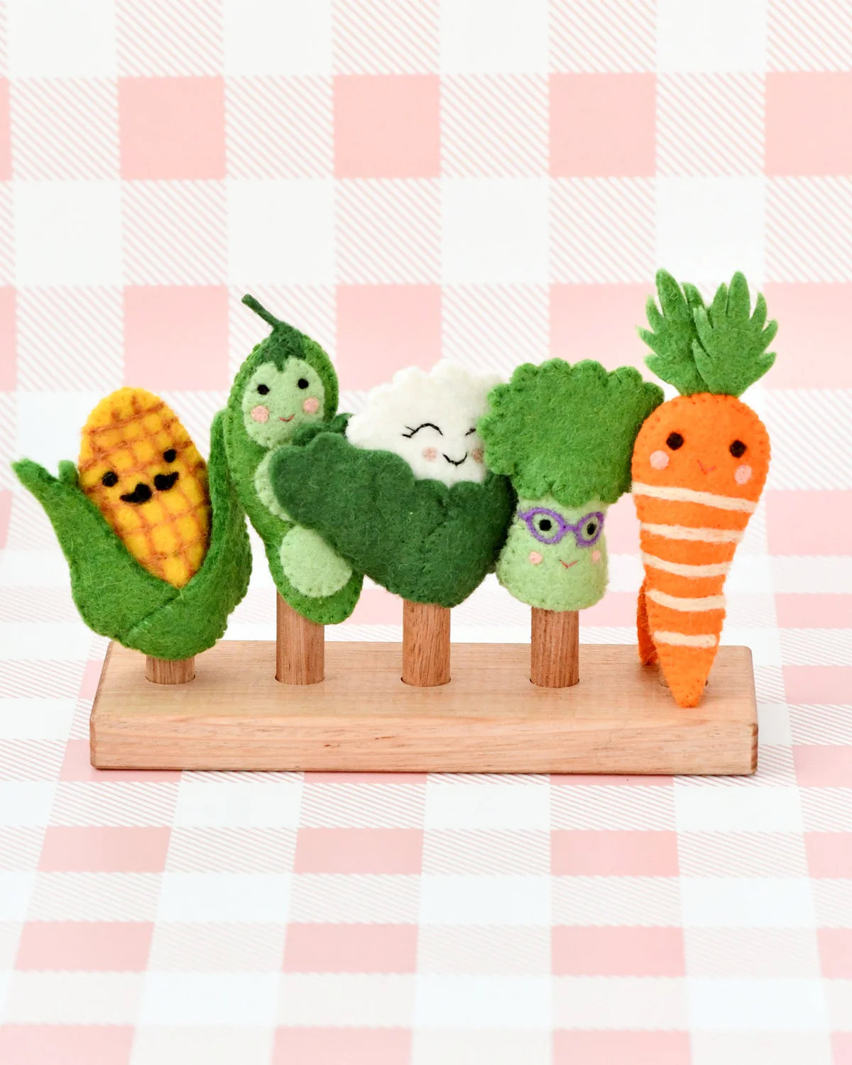 Felt Vegetables, Finger Puppet Set of 5