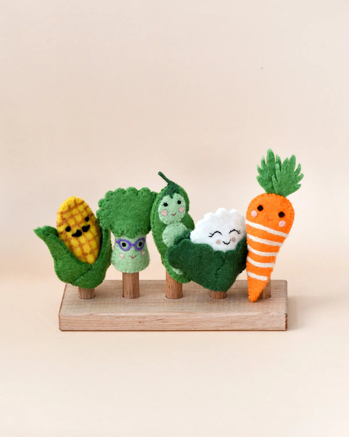 Felt Vegetables, Finger Puppet Set of 5