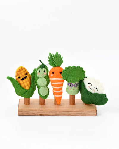 Felt Vegetables, Finger Puppet Set of 5