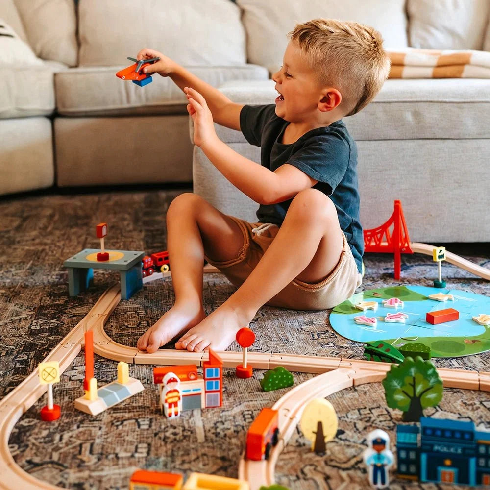 Tiny Land® Wooden Train Set for Children