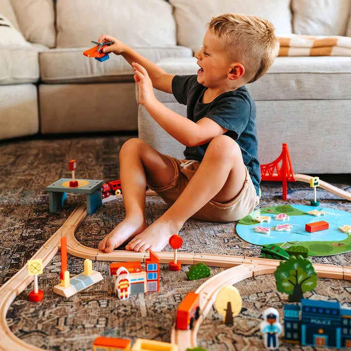 Tiny Land® Wooden Train Set for Children