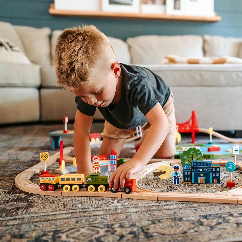 Tiny Land® Wooden Train Set for Children