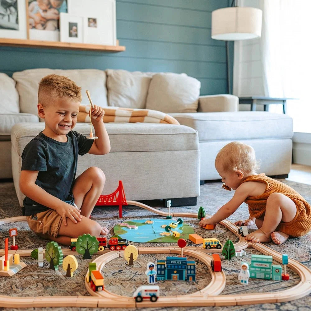 Tiny Land® Wooden Train Set for Children