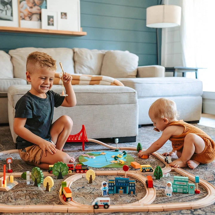 Tiny Land® Wooden Train Set for Children