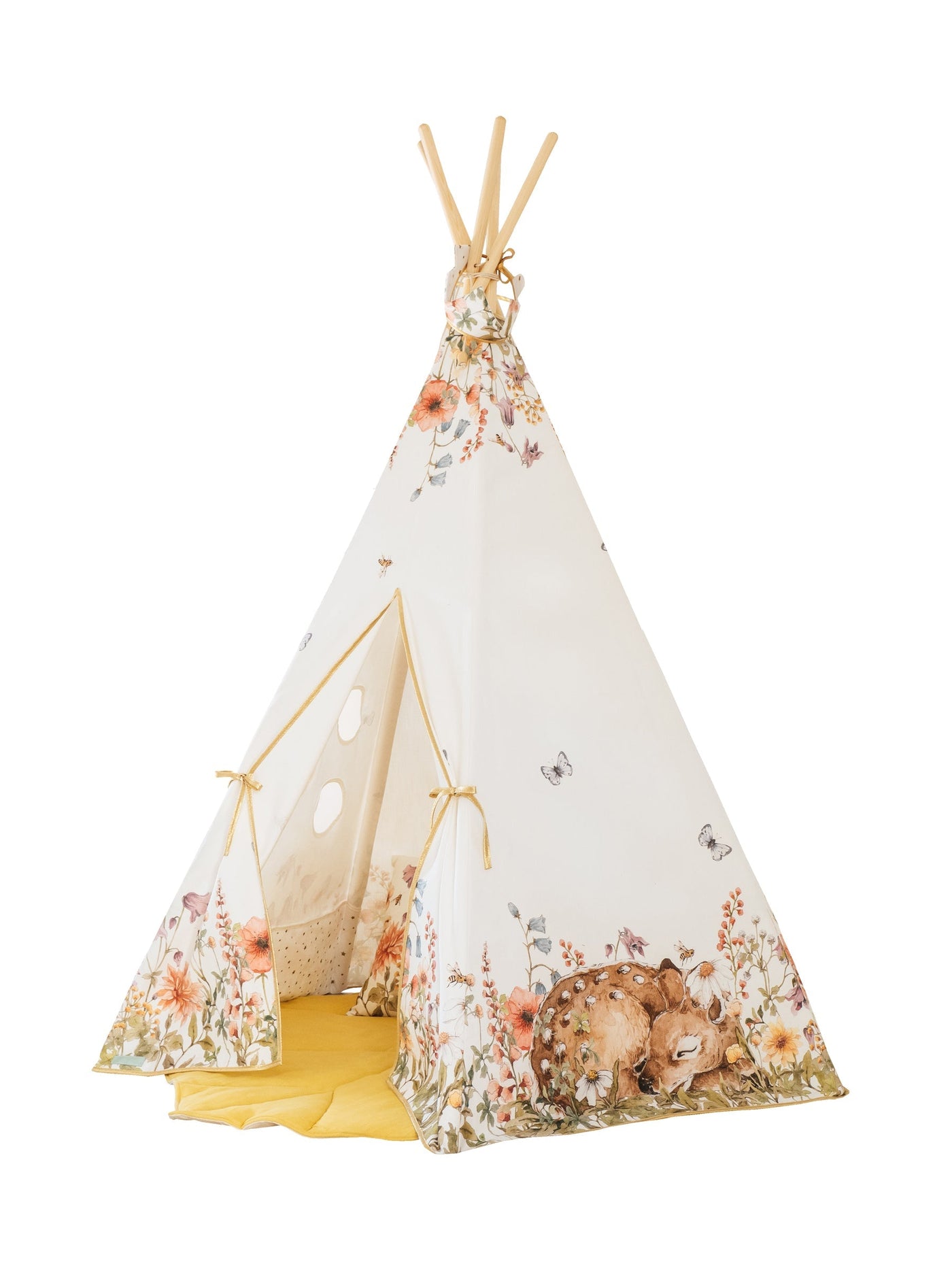 “Wildflowers” Teepee and "Powder Pink" Leaf Mat Set