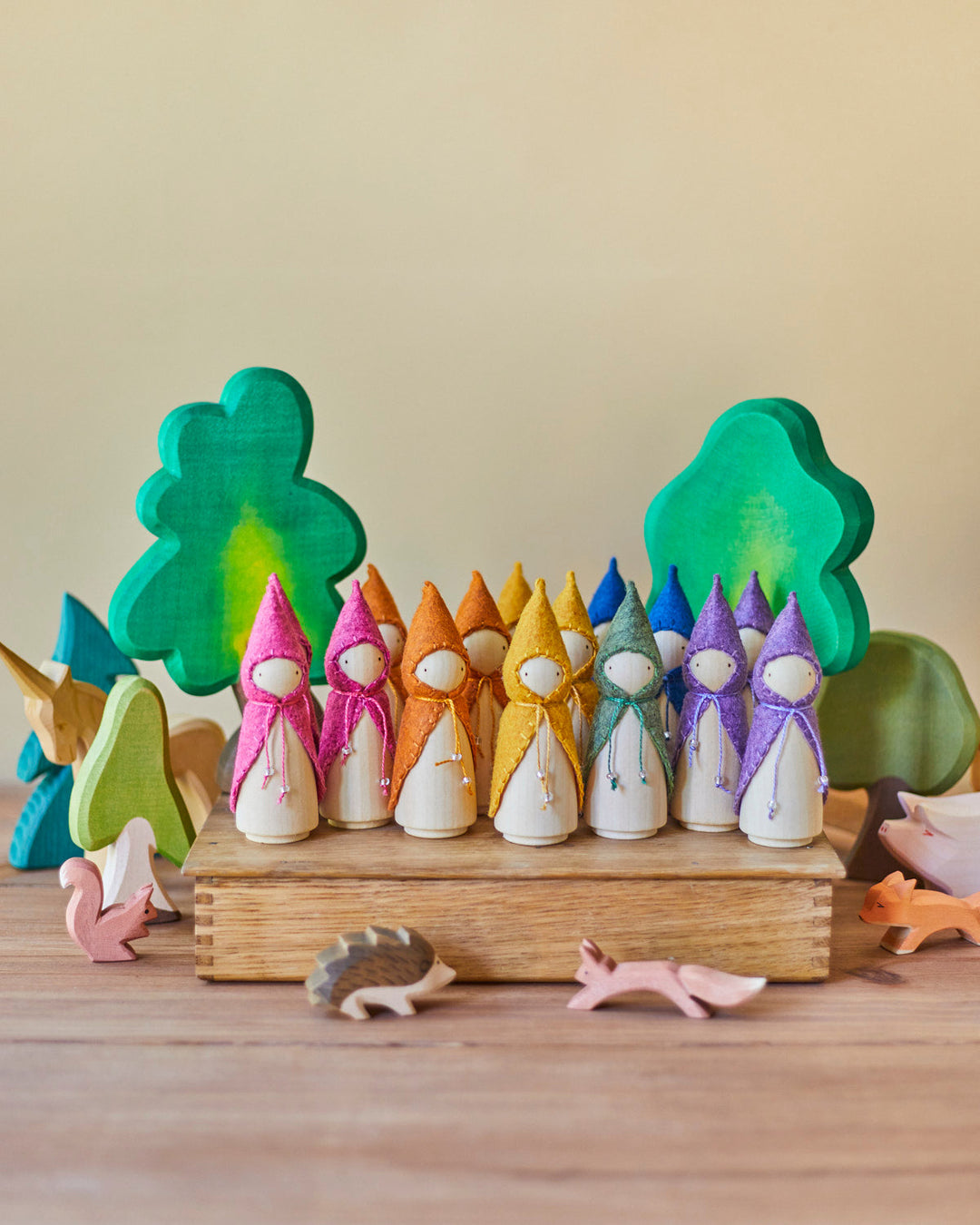 Rainbow Wooden Gnome Set