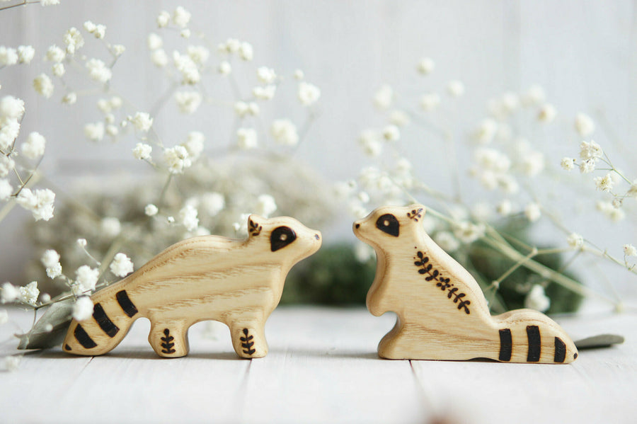 Wooden Baby Raccoon, Standing
