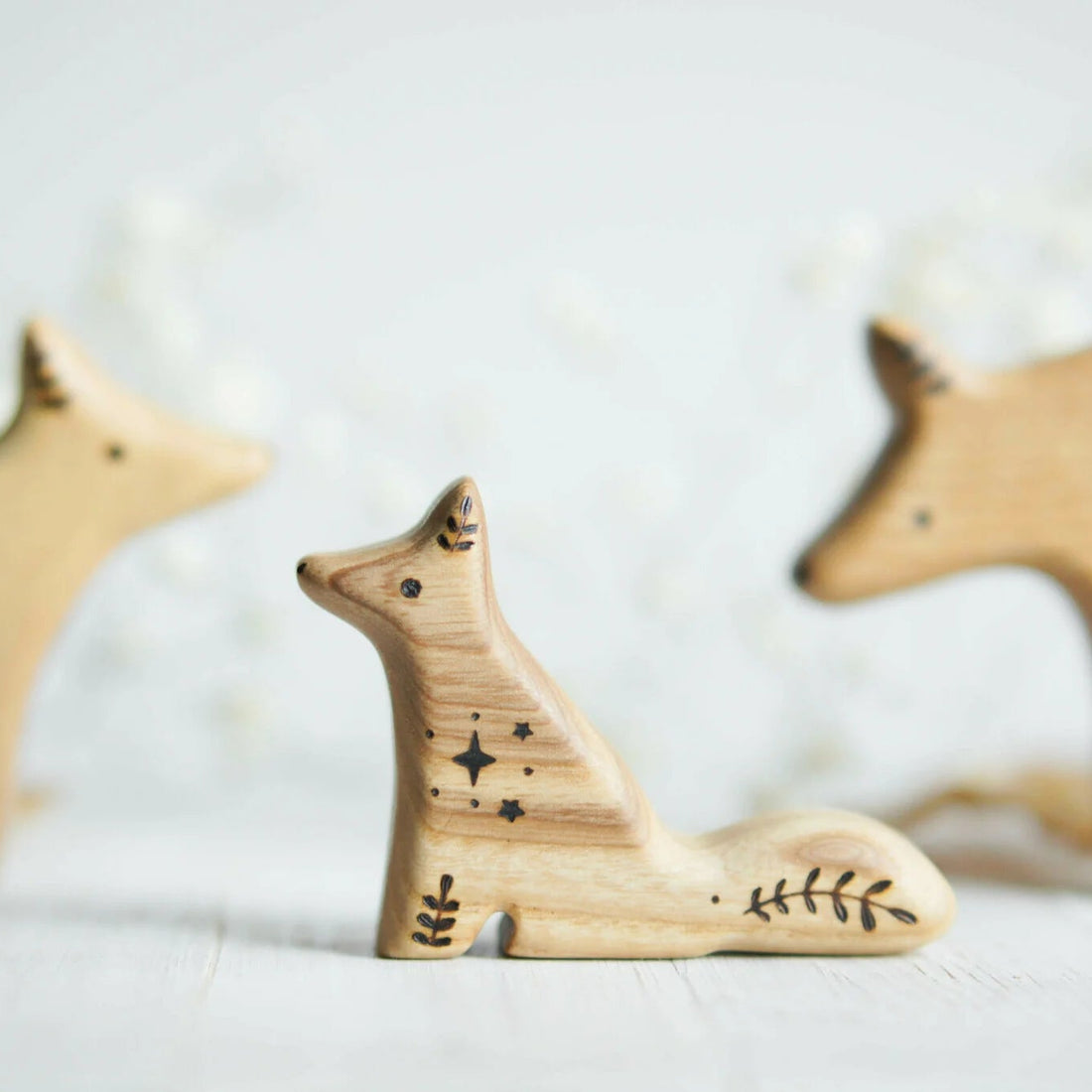 Wooden Baby Wolf, Sitting